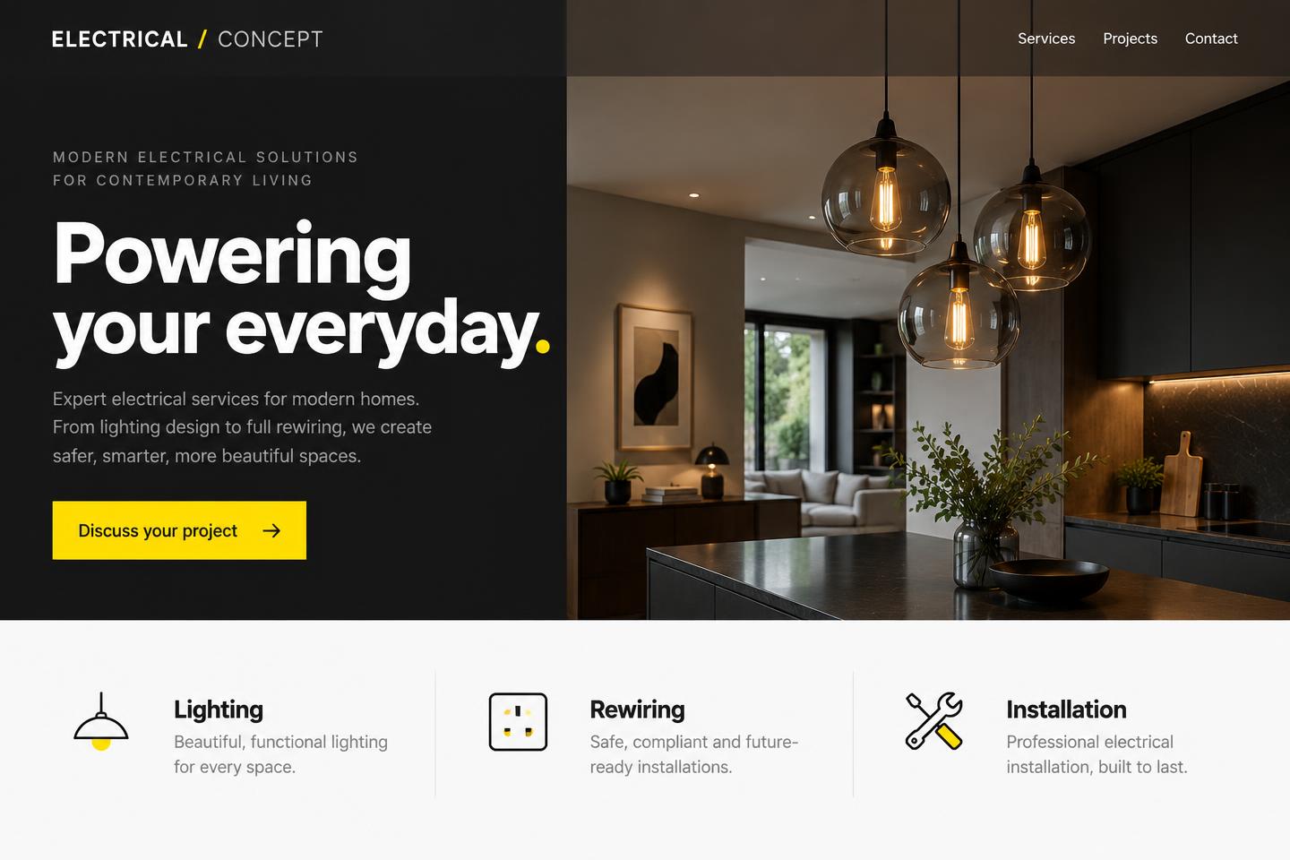 Electrical contractor desktop website demonstration design