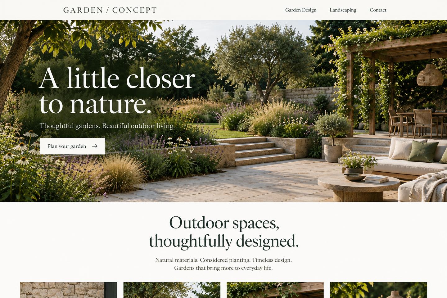 Landscaping & garden design desktop website demonstration design